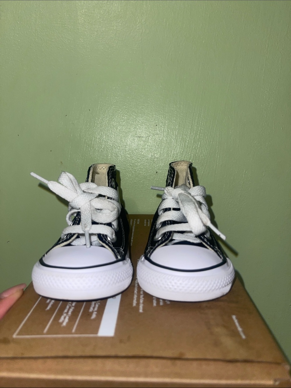 Classic Black Canvas baby Sneakers with White Laces